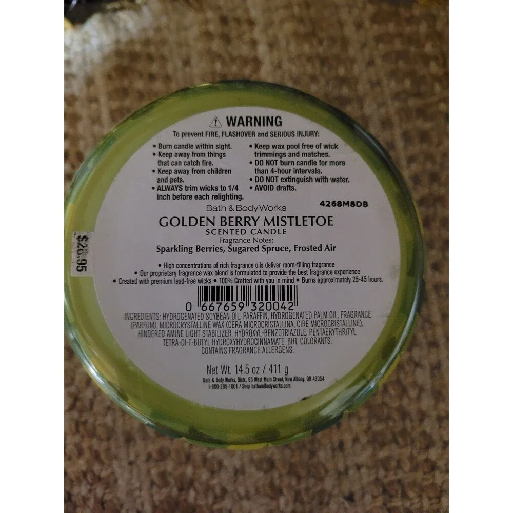 Golden Berry Mistletoe - Bath and Body Works 3-Wick Candle - Picture 3 of 3